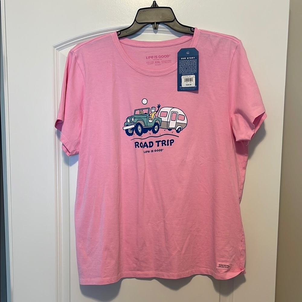 Life is Good Women’s Pink Road Trip T-Shirt